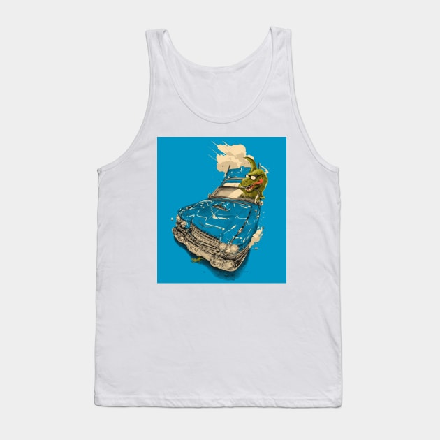 Dinosaur  on a Cadillac Tank Top by Verso